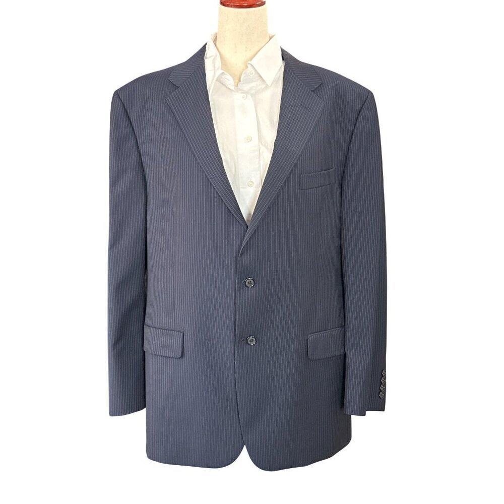 Hickey Freeman Single Breasted Pinstripe Suit Jacket~Size 48R~Blue L9 27
